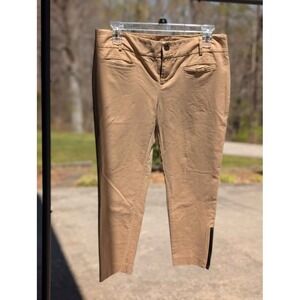 Cartonnier Anthropologie Charlie Ankle Pants Size 8 Tan Chinos Strap Hem Stretch